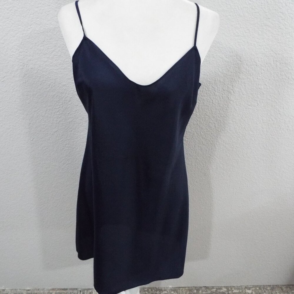 J Crew Navy Mini Navy Satin Slip Dress Adjustable Straps Sweetheart Neck Size 10